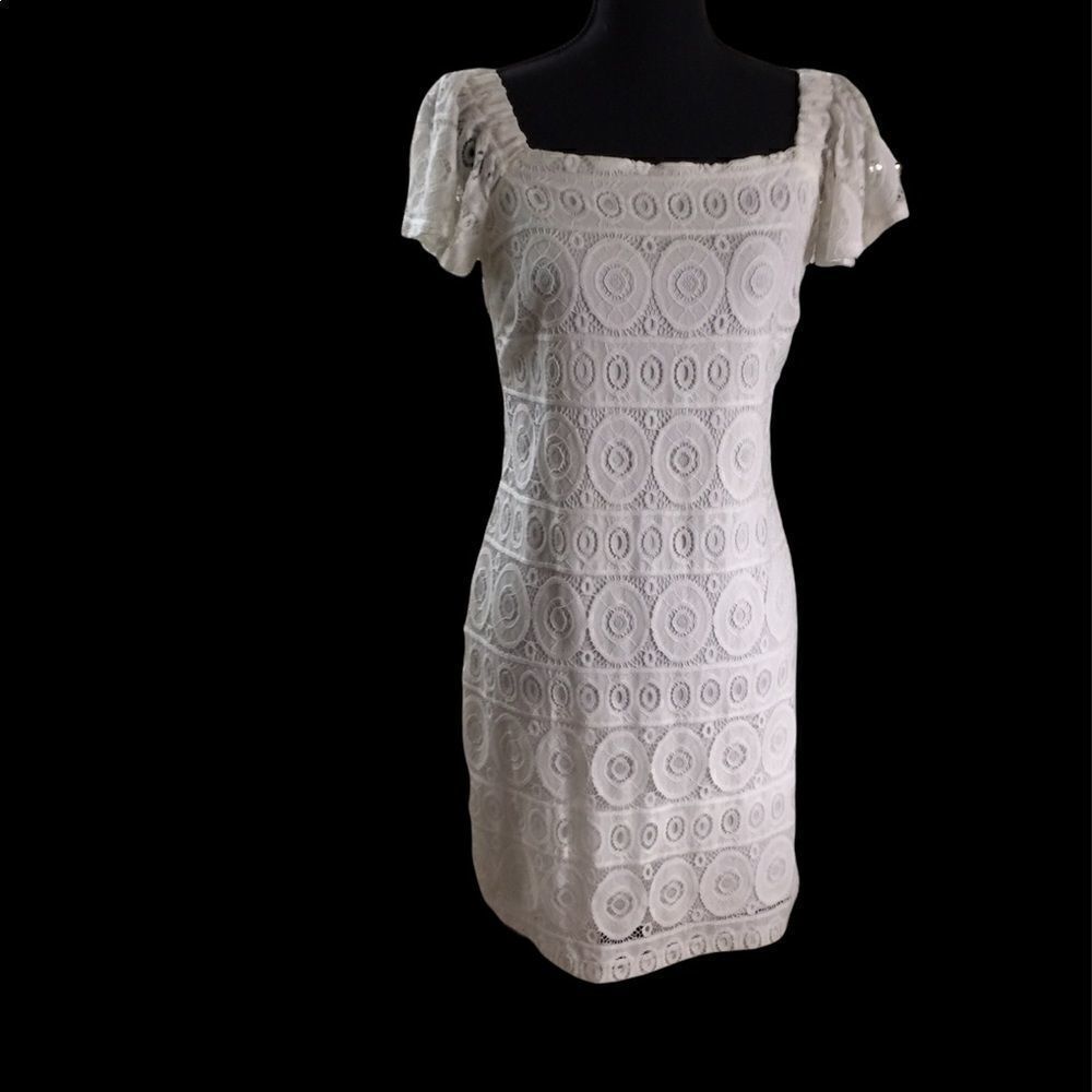 Summery, feminine  lace dress ivory lined small